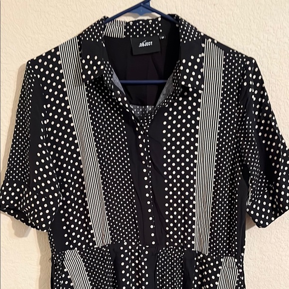 object | Dresses | Object Black And White Polka Dot Dressretro Vibes ...